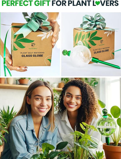 3pcs 16 Oz Plant Watering Globes for Indoor Plants with Metal Self Watering Planter Insert - Premium XL Glass Hand-Blown Globes - Automatic Plant Waterer Indoor, Gift Idea for Gardeners [3 Globes]