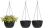 Hanging Planters 3-Pack, 8 Inch Self-Watering Hanging Pots with Drainage Hole and Chains, Plastic Planters for Indoor Outdoor（Black）