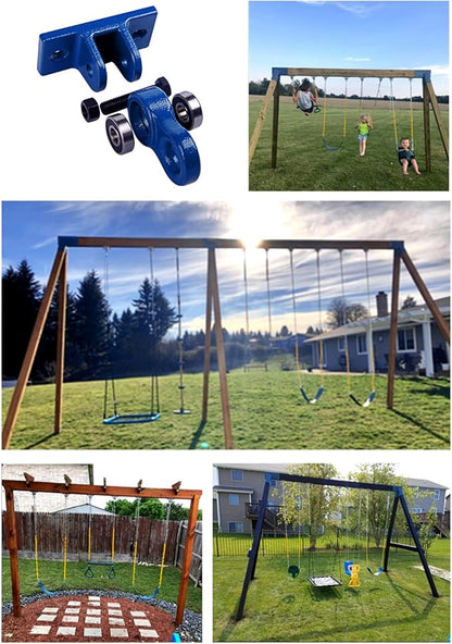 Heavy Duty Blue Swing Hangers Screws Bolts Included Over 5000 lb Capacity Playground Porch Yoga Seat Trapeze Wooden Sets Indoor Outdoor (4 Pack)