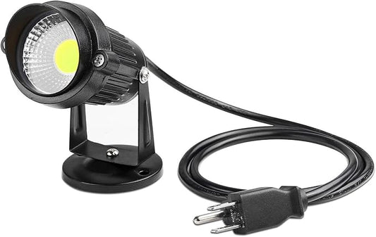LemonBest LED Landscape Up Down Light 5W White LED Decorative Spotlight Lamp 110V with Plug for Indoor Outdoor Yard Step Wall Lighting (Cool White) (Include Spike)