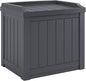 Suncast Small Deck Box Storage w/ Bench Seat for Indoor & Outdoor Use, 22 Gal., Cyberspace