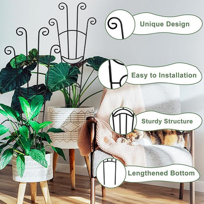 32.6in Monstera Plant Support Stakes for Indoor Plants, Metal Garden Plant Trellis for Climbing Plants, Pothos Vine Snake Climber Support，4p