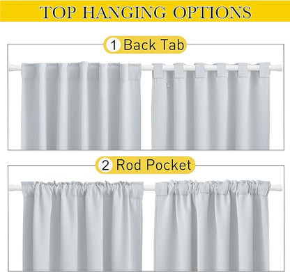 NICETOWN 2 Panels Outdoor Curtains Waterproof Pocket & Back Tab on Top & Bottom, Thermal Insulated Windproof Sun Blocking Outside Privacy Drapes for Patio with Fixed Rope, W84 x L95, Greyish White