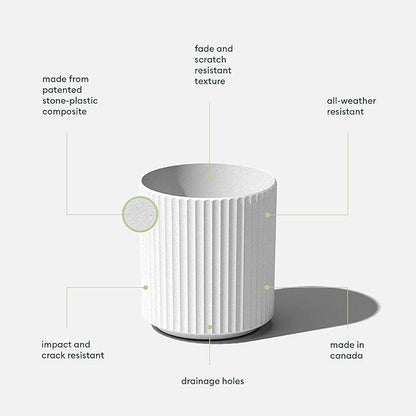 Veradek Demi Series Round Planter for Porch, Patio, Backyard | Durable Plastic-Stone Composite Material | Modern Décor for Tall Plants, Flowers