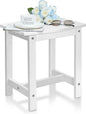 Y&M Outdoor Side Table, HIPS Adirondack Small Single Table, Waterproof Square Outside Table, Balcony Modern End Tables for Patio, Pool, Beach, Porch, Deck, Indoor or Outdoor Use, White