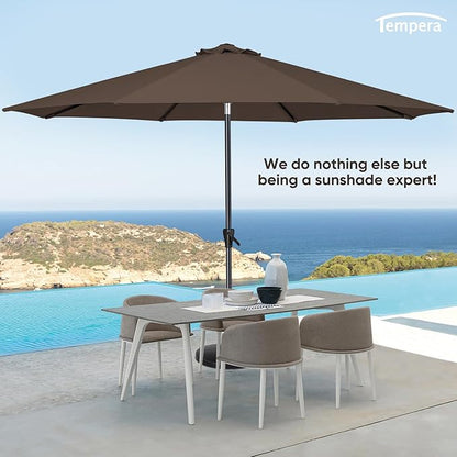Tempera Patio Market Outdoor Table Umbrella with Auto Tilt and Crank, Large Sun Umbrella with Sturdy Pole & Fade Resistant Canopy, Easy to Set
