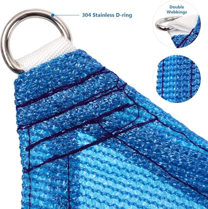 Eden's Decor Straight Flat-Edged Sun Shade Sail Rectangular 14' x 17' Blue UV-Blocking Outdoor Canopy Fabric Cloth Awning for Pergola Patio Garden Backyard Custom Size