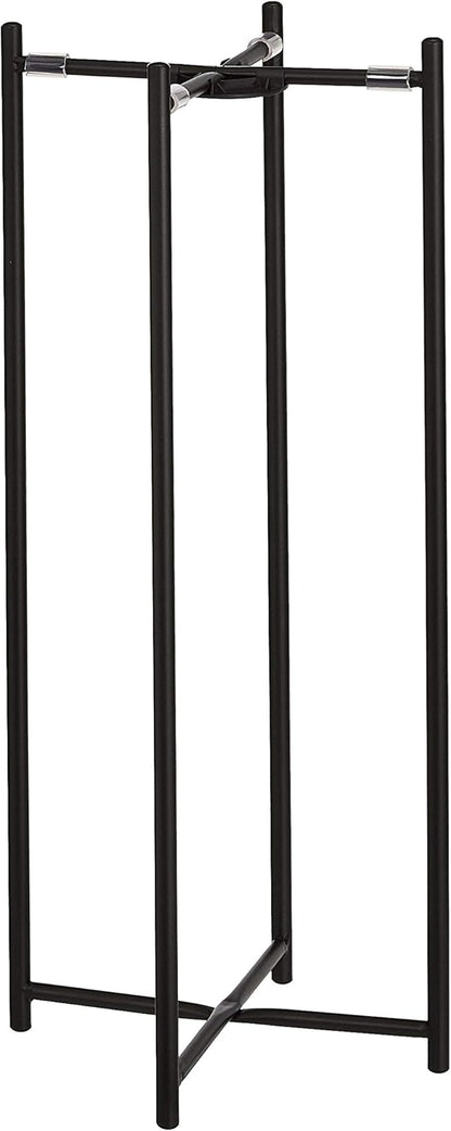 Amazon Basics Two-Tier Indoor Outdoor Metal Round Plant Stand for Multiple Plants, Rustproof Flower Holder with Plant Shelf, Black
