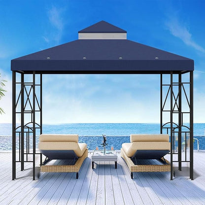10x10 Canopy Replacement Top Double Tiered Gazebo Cover for Yard, Patio & Garden Durable Sunshade Replacement (Navy Blue)
