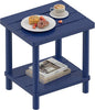 Outdoor Side Table, 2-Tier Small Outdoor Table for Patio, Adirondack Side Tables for Outside or Indoor, Bamboo End Table for Pool, Porch, Weather Resistant Easy Maintenance-Dark Blue