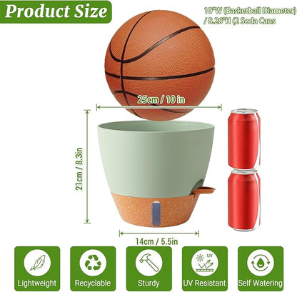 2 Pack 10 inch Plant Pots, Plastic Self Watering Planters with Drainage Holes, Deep Reservoir, Water Level Indicator, Modern Decorative Flower Pots for Indoor Outdoor Plants (Green, 10 inch)