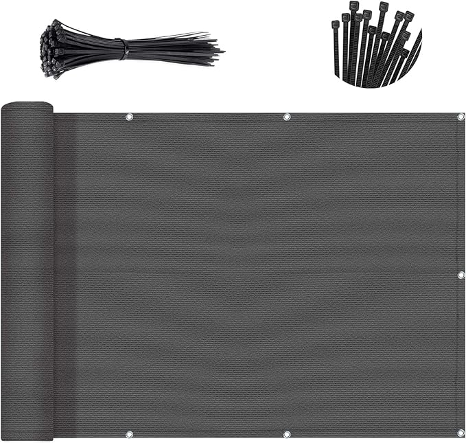 Sunny Guard Customized 3'x28' Dark Grey Balcony Privacy Screen, 90% Shade by SUNNYGUARD