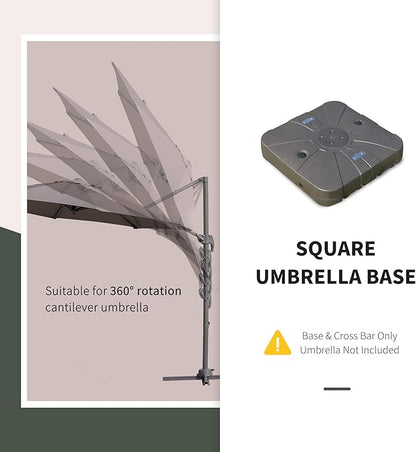 Outsunny Square Cantilever Patio Umbrella Base with 4 Wheels for Easy Moving, Heavy Duty Umbrella Stand Weight, 330 lb Capacity Sand or 249 lb Capacity Water, Coffee