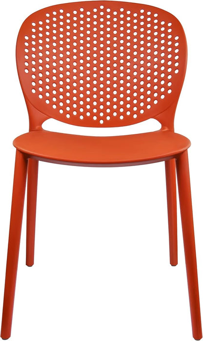 Patio Dining Chairs, Stackable Orange Plastic Set of 2