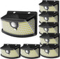 Aootek New Solar Motion Sensor Lights 120 LEDs with Lights Reflector,270° Wide Angle, IP65 Waterproof, Step Lights for Front Door, Yard, Garage, Deck (Black, Daylight White, 8-Pack)