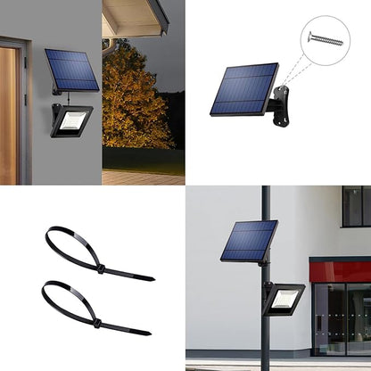 Solar Flood Lights Outdoor with 16FT Cable Dusk to Dawn 4400mAh LED Solar Spot Light Waterproof 3000K for Outside, Porch, Barn, Flag Pole, Warm White 2 Pack
