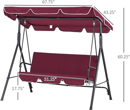 Outsunny 3-Seat Outdoor Patio Swing Chair - Image 7