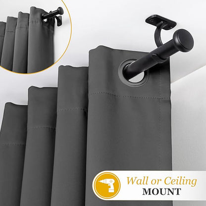 Kenney KN90001 1" Weaver Indoor/Outdoor Rust-Resistant Curtain Rod, 72-144", Black