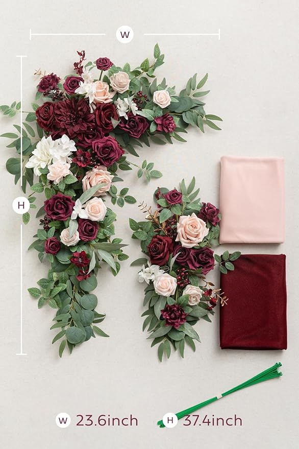 Artificial Wedding Arch Flower Swag Kit in Blush and Marsala Tones
