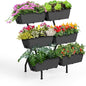 Raised Garden Beds with 6 Garden Planter Boxes Indoor Outdoor Vertical Raised Bed for Gardening Standing Planter Box with Legs, 3 Tier Elevated Herbs Flowers Garden Planter for Patio, Balcony, Gray