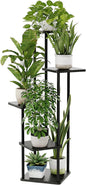 Bamworld Black Plant Stand Indoor 5 Tier Plant Shelf for Multiple Plants Corner Flower Stand Metal Wood Plant Table for Patio Garden Balcony Living Room Bedroom