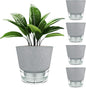 Plant Pots - 6" Orchid Pot, 5 Pack Orchid Pots with Holes - Self Watering Pots for Indoor Plants - Plant Pots with Drainage Hole and Tray Saucer (Frosted Gray)