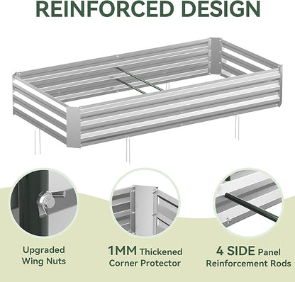 Raised Garden Bed with Self-Watering System, 6x3x1 ft Elevated Planter Boxes Outdoor with PE Cover, Galvanized Raised Beds for Gardening,Vegetables,Flowers, Backyard, Patio