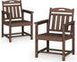 Set of 2 Weatherproof Patio Chairs - HDPE Outdoor Dining Chairs with Wide Seat, Ergonomic Design - for Garden, Backyard, Deck - Brown