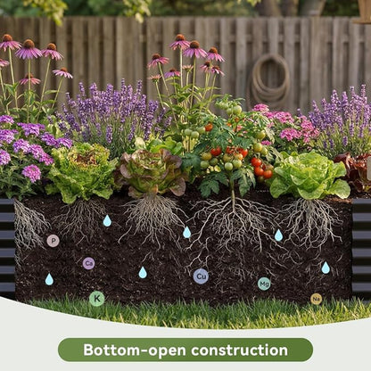 COMHOMA Galvanized Raised Garden Bed,Large Metal Planter Box for Outdoor Vegetables,Corrugated Steel Herbed Plants Container,Extra Deep Gardeners Kits with Open Bottom (2, 6x3x2FT)