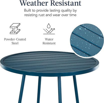 Best Choice Products 3-Piece Patio Dining Set, Bar Height, Outdoor Bistro Set, Outdoor Round Bar Table w/ 2 Bar Stools, Steel - Peacock Blue