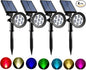 Solar Spot Lights Outdoor Color Changing, 8 Lighting Modes 2-in-1 Solar Lights Outdoor Waterproof, Auto On/Off Multicolor Solar Powered Landscape Spotlights for Garden Patio Yard Pool, 4 Pack