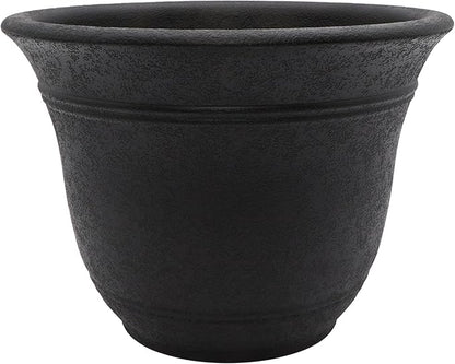 The HC Companies Sierra Round Self-Watering Pot - Lightweight Plastic Planter for Herbs & More - Durable Plant Pots for Indoor Plants & Outdoor Plants (10” Black Onyx, Pack of 1)
