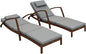 Outsunny Wicker Chaise Lounge Chair Outdoor Set of 2, 5-Position Adjustable Reclining Pool Lounge Chairs with Wheels, Rattan Outdoor Lounger with Cushion, Armrests for Poolside Beach Backyard, Gray