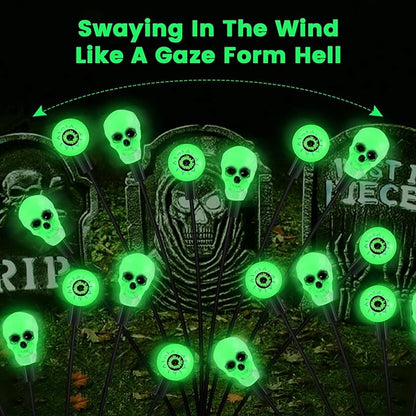 Solar Lights Outdoor,Halloween Decorations Outdoor, Scary Eyeball Lights,4PACKS 32LED,IP65 Waterproof,Halloween Decor for Garden/Yard/Patio/Lawn/Pathway(Green)