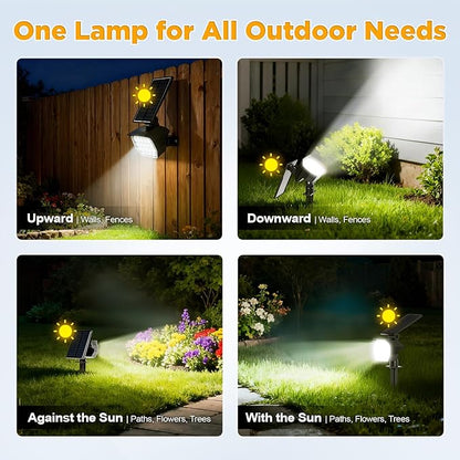 23 LED Solar Spot Lights Outdoor Waterproof, 2 Pack Solar Lights UP to 20Hrs, 3 Brightness Levels Spotlight Landscape Lighting, Auto ON/Off Outdoor Solar Lights for Yard, Garden, Lawn (Cool White)