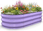 Kesfitt Raised Garden Bed, 4x2x1 FT Galvanized Steel Metal Raised Garden Bed, Oval Open-Bottom Design, 12-Inch Deep for Outdoor Vegetable & Herb Gardening, Lavender Purple
