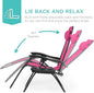 Set of 2 Adjustable Steel Mesh Zero Gravity Lounge Chair Recliners