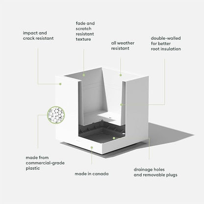 Veradek Block Series Cube Plastic Planter - Large Square Planter for Indoor or Outdoor Patio/Garden | Durable All-Weather Use with Drainage Holes | Modern Décor for Tall Plants, Trees, Flowers