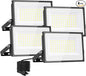 Onforu 80W Flood Lights Outdoor, 8000lm Bright LED Work Light with Plug, 6500K Daylight White LED Flood Lighting, IP66 Waterproof Security Yard Lights for Garage Stadium 4 Pack