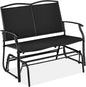 Best Choice Products 2-Person Outdoor Patio Swing Glider Steel Bench Loveseat Rocker for Deck, Porch w/Textilene Fabric, Steel Frame - Black