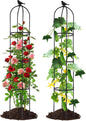 Lalahoni Garden Obelisk Trellis for Climbing Plants Outdoor, 6ft Round Rose Trellis for Pots, Metal Plant Support for Clematis, Jasmine, Ivy, Decorative Outdoor Trellis, Black, 2Pack