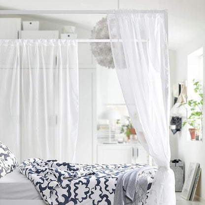 Non-See-Through White Privacy Sheer Cafe Curtains 84 inches Long 2 Panels, 52" Wide Rod Pocket Window Drapes for Hallway Classroom Dorm Room Gym Room Living Room Bedroom