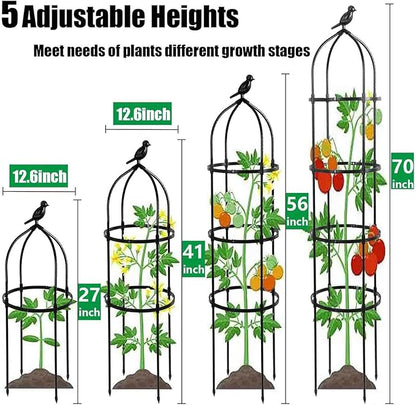 2-Pack 6FT Garden Obelisk Trellis for Climbing Plants,70”Metal Plant Support Tower, Heavy Duty Thickened Tube,Rustproof Black Flower Stand for Vines, Roses, Outdoor & Indoor Use