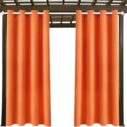 DIVA EN CAMINO DEC Outdoor Patio Curtain Waterproof Darkening Thermal Insulated Indoor Curtains for Bedroom, Porch, Living Room, Pergola, Cabana, W52 x L132, Orange, Set of 2 Panels