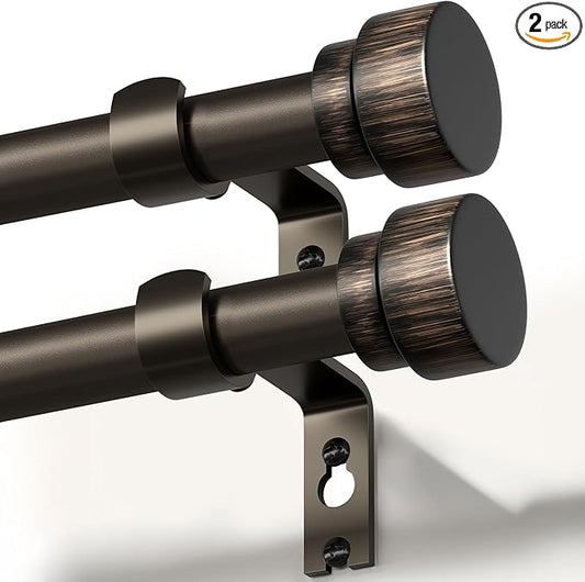 2 Pack Modern Antique Brown Bronze Curtain Rods for Windows 48 to 88 Inches Adjustable Heavy Duty 1" Diameter Window Rod with Decorative Finials for Outdoor Farmhouse Bedroom Kitchen Living Room