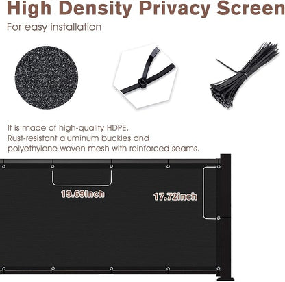 Sunny Guard Customized 3.3'x19' Black Balcony Privacy Screen, 180 GSM - Image 4