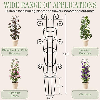 4 Pack 43 Inch Metal Plant Trellis for Climbing Plants - Rustproof Garden Trellis for Large Potted Houseplants, Sturdy Plant Support Indoor Outdoor for Monstera & Vines, Home Decor