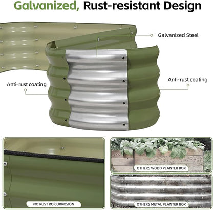 3-in-1 Modular Raised Garden Bed Kit - Adjustable Sizes (4x2x1ft, 3x3x1ft, 5x1x1ft) - Heavy-Duty Galvanized Steel Planter Box with Bracing Rods & Gloves for Vegetables, Fruits, Flowers