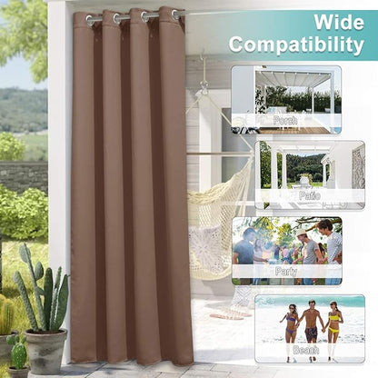 NICETOWN Indoor & Outdoor Blackout Curtain, UV Protection Blackout Vertical Blind Etra Long 120 Inch, Sunlight Blocking Vertical Drape for Living Room/Front Yard/Hall, Tan, 1 Piece, 52" Wide