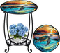 Outdoor Side Table Round Small Mosaic Patio Accent Indoor End Plant Coffee Tea Table for Yard Patio Porch Garden Living Room, Bedroom(Turtle Style,18 Inch)